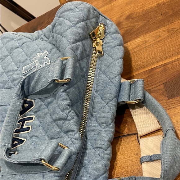 Stoney Clover Blue Quilted Tote Bag with 'MAHALO' Embroidery - Picture 2 of 15